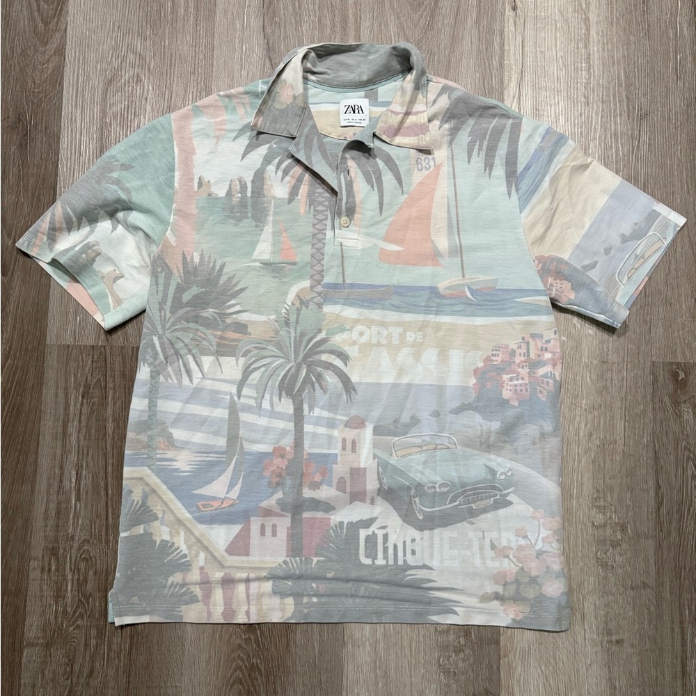 Zara Pastel Graphic Men's Polo Shirt